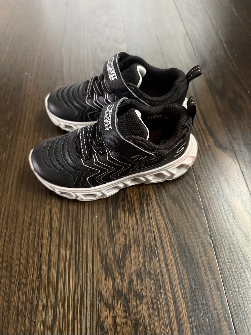 Skechers Black and White Kids Athletic Light up Sneakers